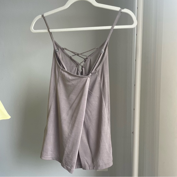 A&F Lace Up Front Crisscross Back Pewter Gray Camisole Top - Picture 4 of 9